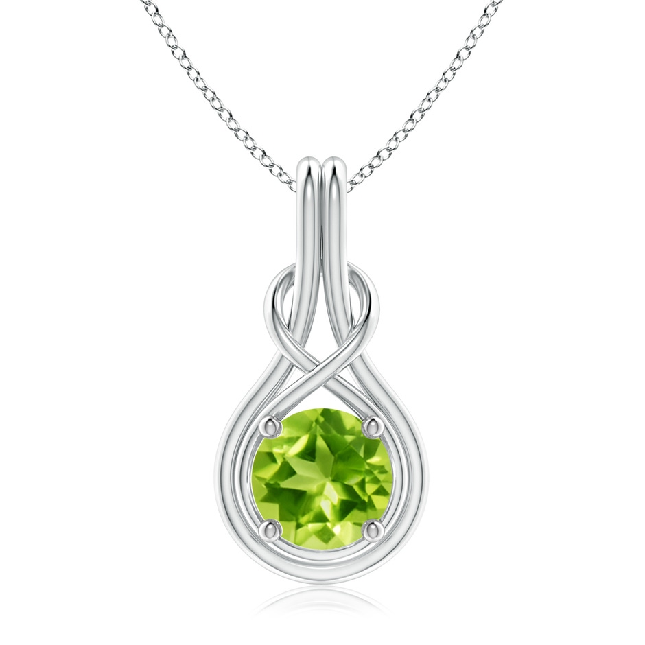 8mm AAA Round Peridot Solitaire Infinity Knot Pendant in White Gold 