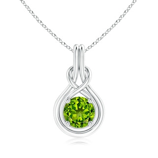 8mm AAAA Round Peridot Solitaire Infinity Knot Pendant in P950 Platinum