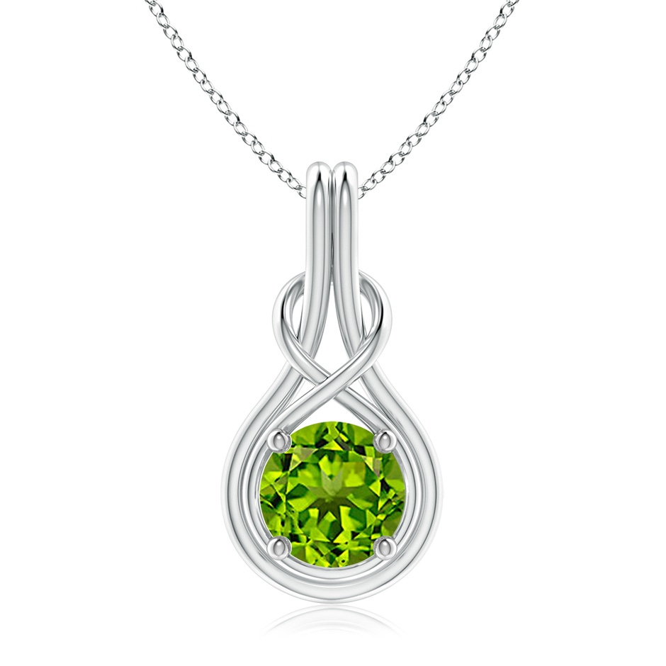 8mm AAAA Round Peridot Solitaire Infinity Knot Pendant in P950 Platinum 