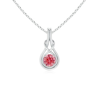 5.1mm AAAA Round Fancy Intense Pink Diamond Solitaire Infinity Knot Pendant in P950 Platinum