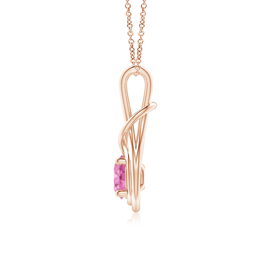 6mm AA Round Pink Sapphire Solitaire Infinity Knot Pendant in Rose Gold side 199