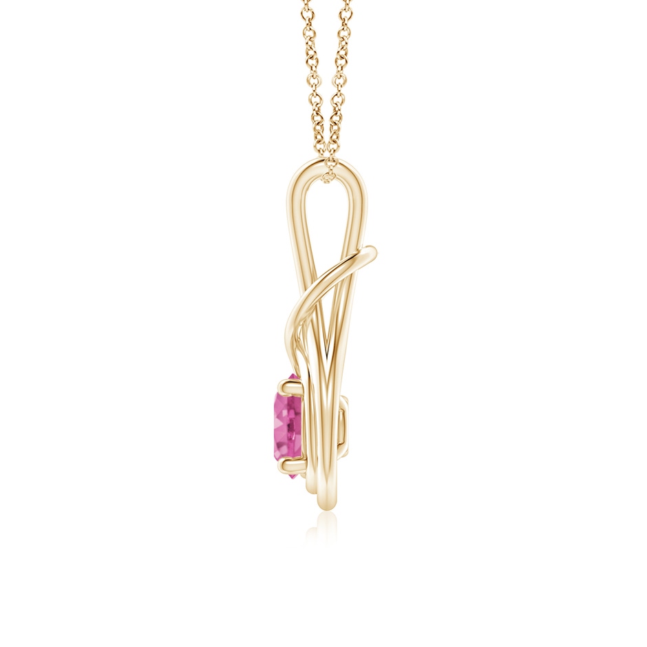 6mm AAA Round Pink Sapphire Solitaire Infinity Knot Pendant in Yellow Gold side 199