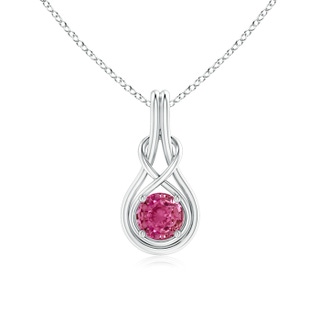6mm AAAA Round Pink Sapphire Solitaire Infinity Knot Pendant in P950 Platinum
