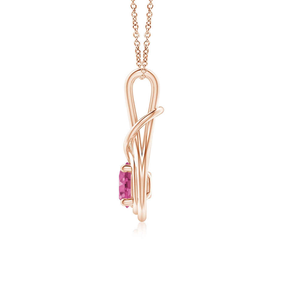 6mm AAAA Round Pink Sapphire Solitaire Infinity Knot Pendant in Rose Gold side 199