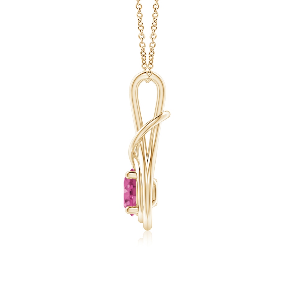 6mm AAAA Round Pink Sapphire Solitaire Infinity Knot Pendant in Yellow Gold side 199