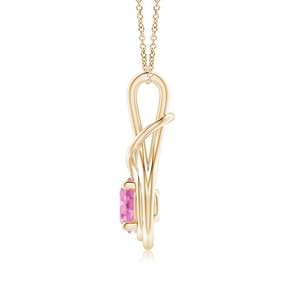 7mm A Round Pink Sapphire Solitaire Infinity Knot Pendant in Yellow Gold side 199