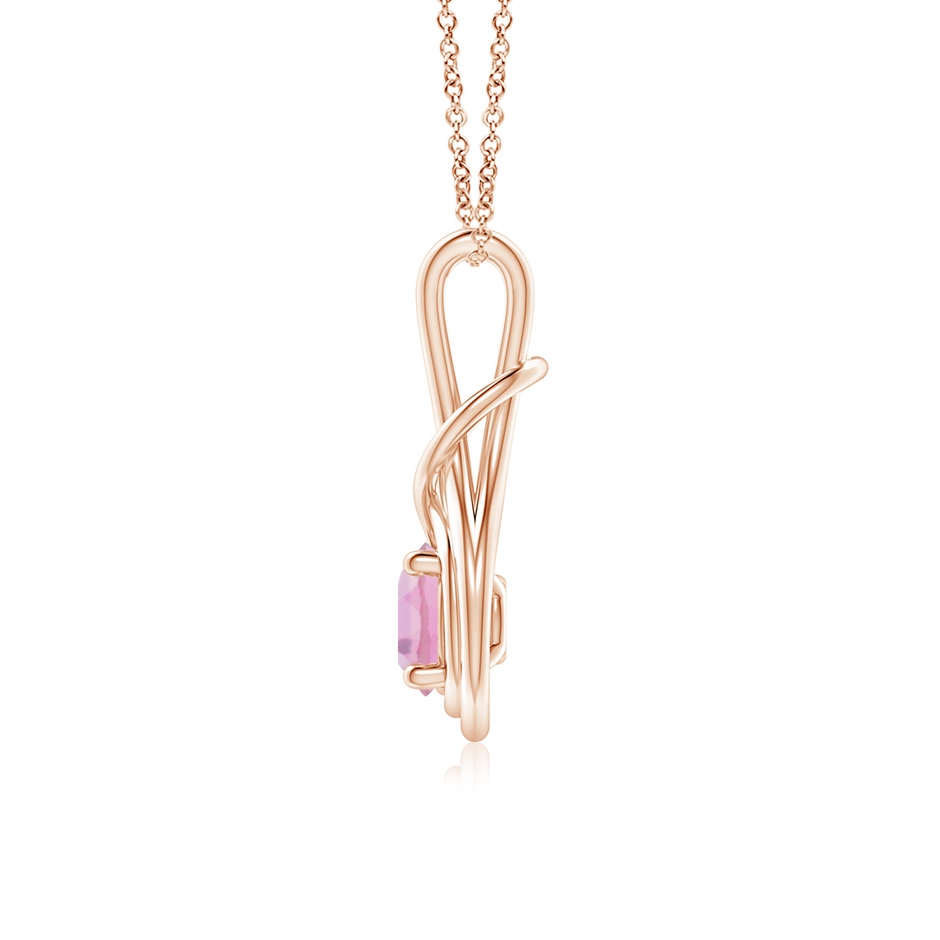 6mm A Round Pink Tourmaline Solitaire Infinity Knot Pendant in Rose Gold side 199