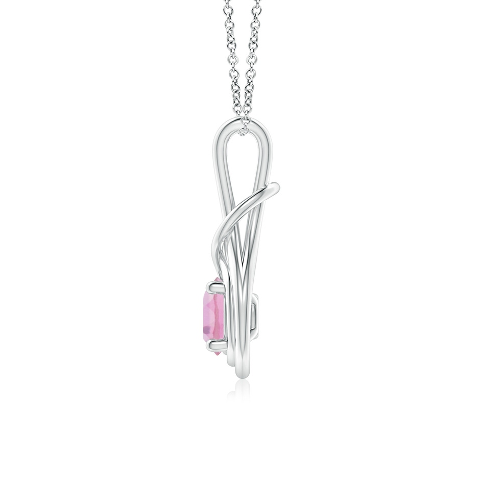 6mm A Round Pink Tourmaline Solitaire Infinity Knot Pendant in White Gold side 199