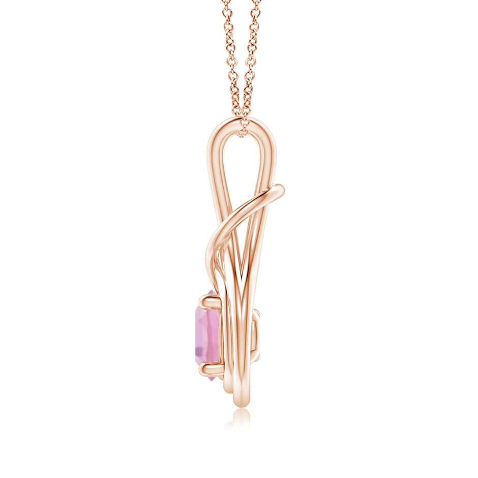 7mm A Round Pink Tourmaline Solitaire Infinity Knot Pendant in Rose Gold side 199
