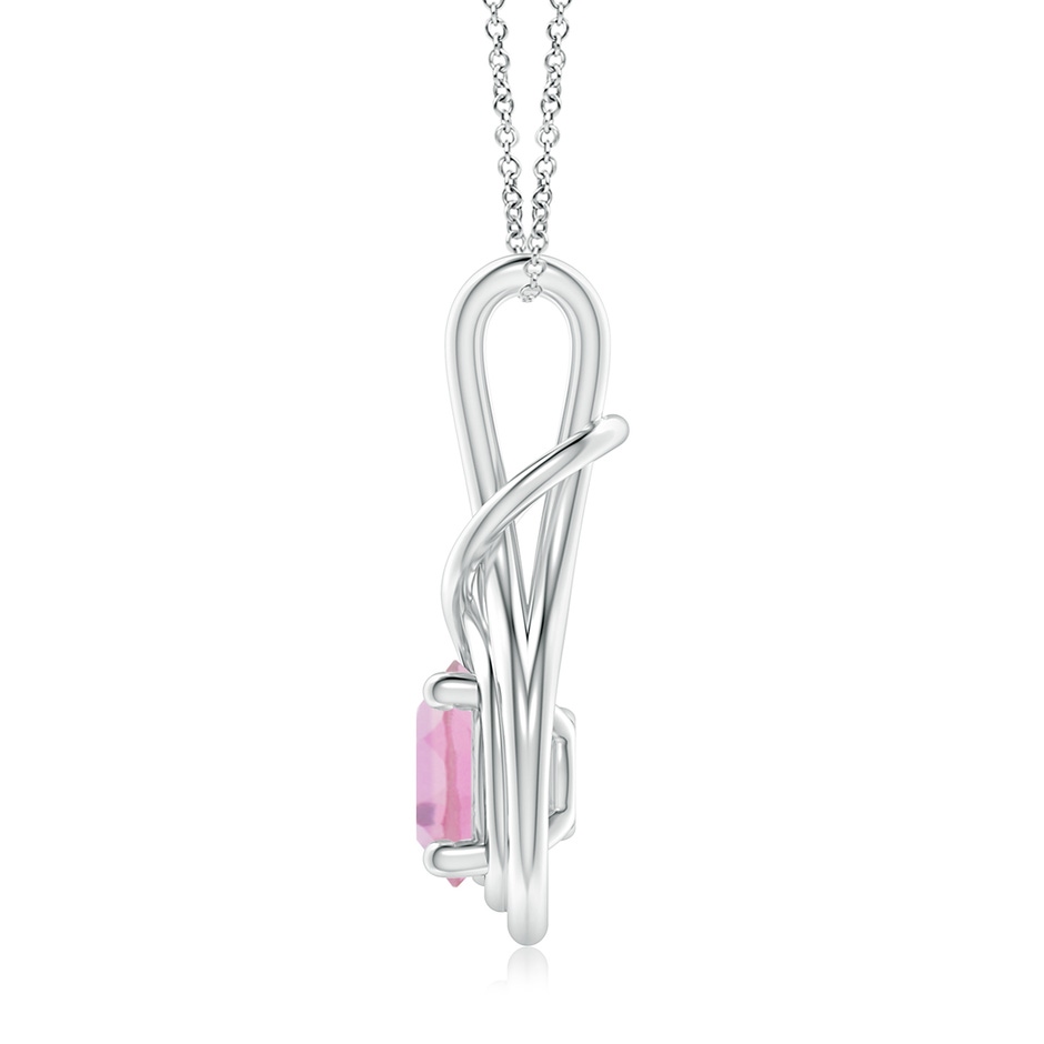 8mm A Round Pink Tourmaline Solitaire Infinity Knot Pendant in White Gold side 199