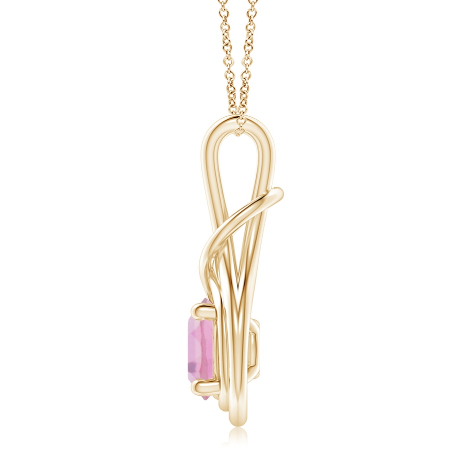 8mm A Round Pink Tourmaline Solitaire Infinity Knot Pendant in Yellow Gold side 199