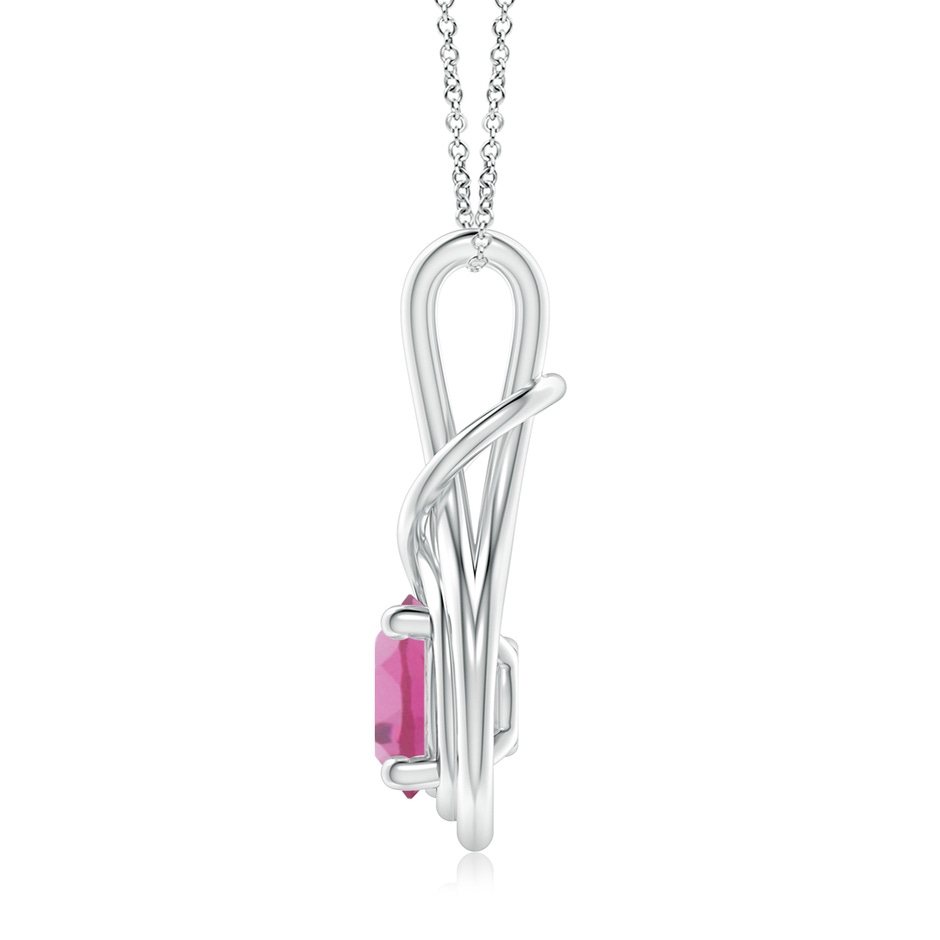8mm AAA Round Pink Tourmaline Solitaire Infinity Knot Pendant in White Gold side 199