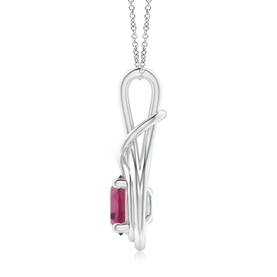 8mm AAAA Round Pink Tourmaline Solitaire Infinity Knot Pendant in White Gold side 199