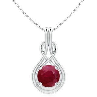 10mm A Round Ruby Solitaire Infinity Knot Pendant in P950 Platinum