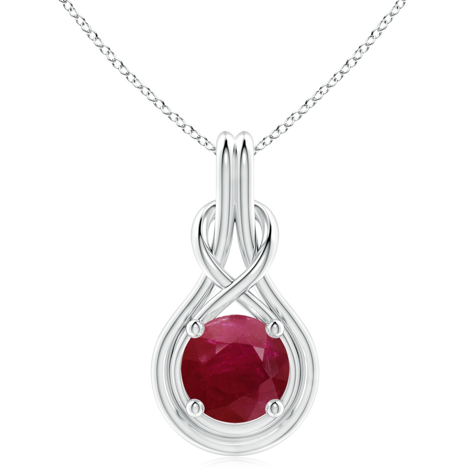 10mm A Round Ruby Solitaire Infinity Knot Pendant in P950 Platinum 