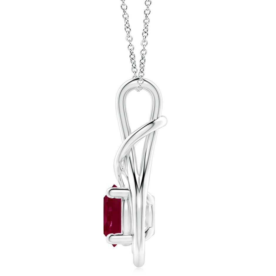 10mm A Round Ruby Solitaire Infinity Knot Pendant in P950 Platinum side 199