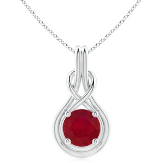 10mm AA Round Ruby Solitaire Infinity Knot Pendant in P950 Platinum