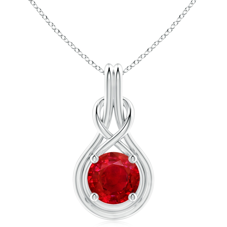 10mm AAA Round Ruby Solitaire Infinity Knot Pendant in P950 Platinum 