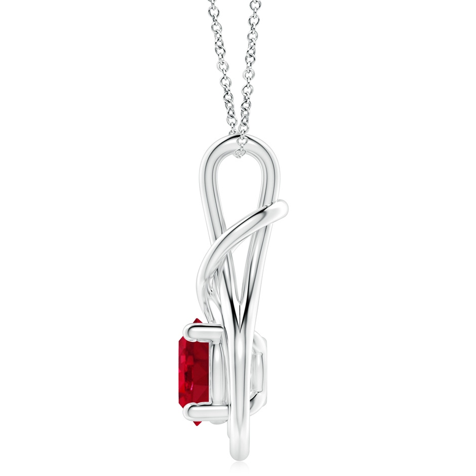 10mm AAA Round Ruby Solitaire Infinity Knot Pendant in P950 Platinum side 199