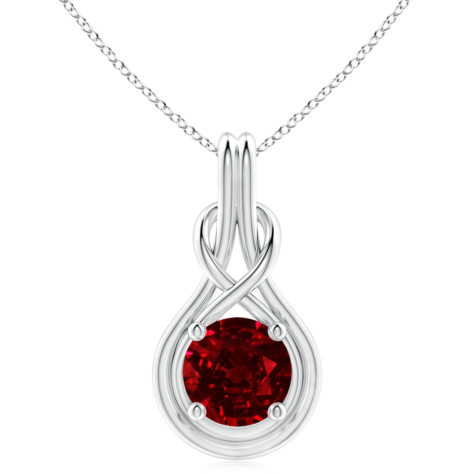 10mm AAAA Round Ruby Solitaire Infinity Knot Pendant in P950 Platinum 