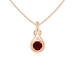 5mm AAAA Round Ruby Solitaire Infinity Knot Pendant in Rose Gold