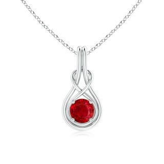 6mm AAA Round Ruby Solitaire Infinity Knot Pendant in P950 Platinum