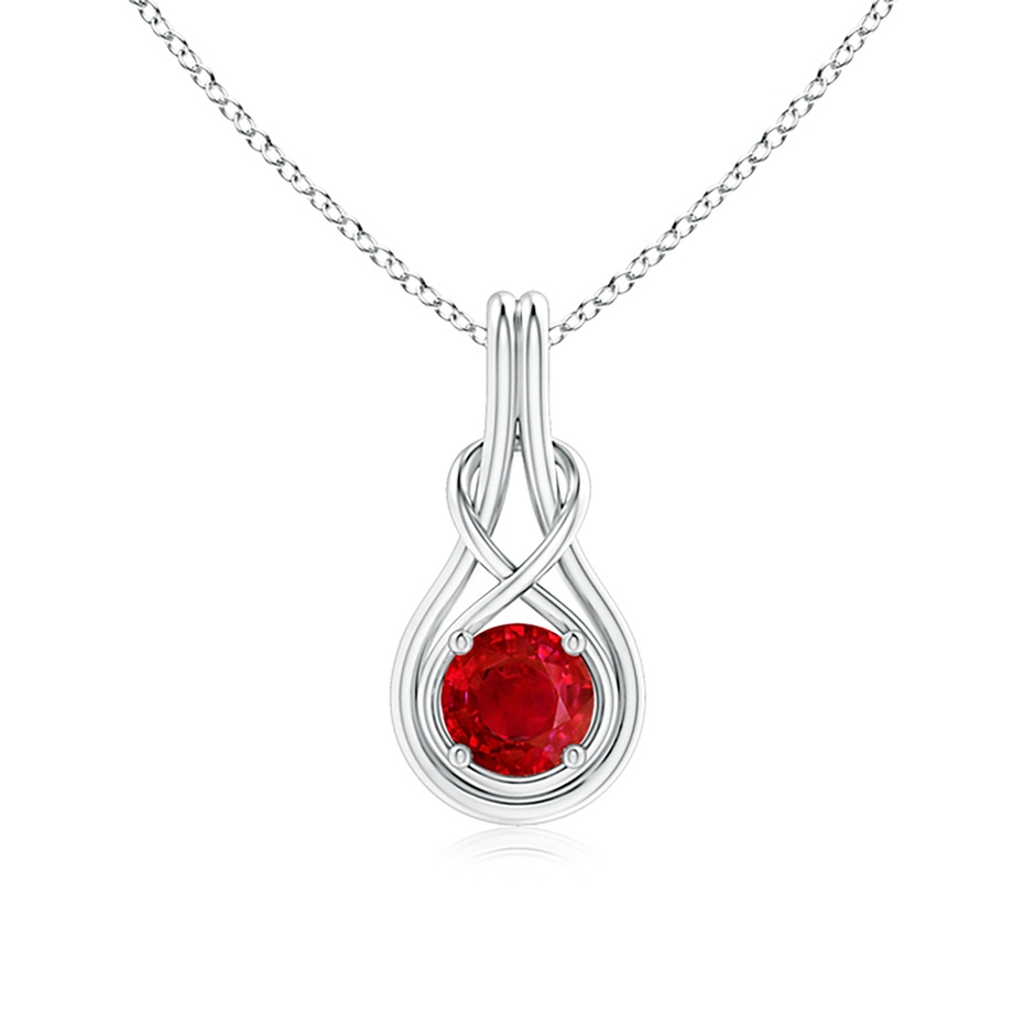 6mm AAA Round Ruby Solitaire Infinity Knot Pendant in P950 Platinum 