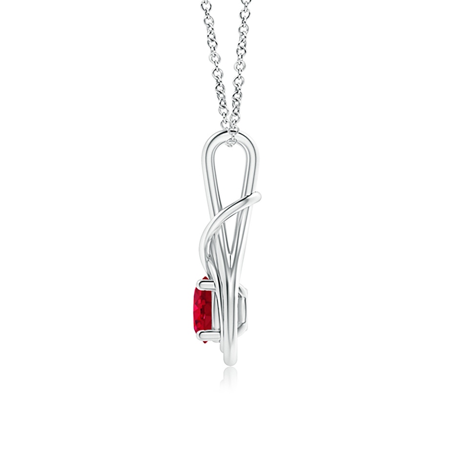 6mm AAA Round Ruby Solitaire Infinity Knot Pendant in P950 Platinum side 199