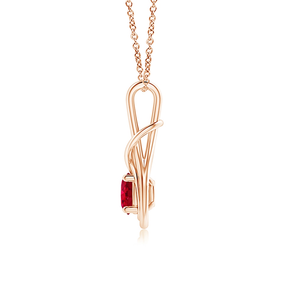 6mm AAA Round Ruby Solitaire Infinity Knot Pendant in Rose Gold side 199