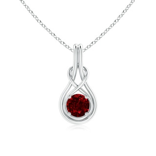 6mm AAAA Round Ruby Solitaire Infinity Knot Pendant in P950 Platinum