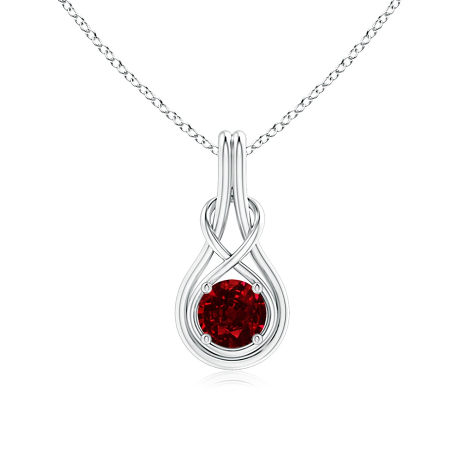 6mm AAAA Round Ruby Solitaire Infinity Knot Pendant in P950 Platinum 