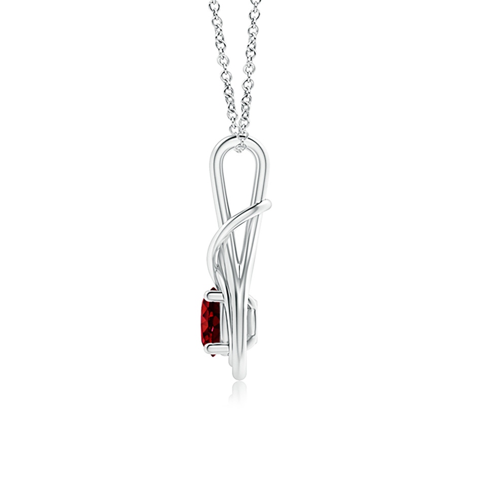 6mm AAAA Round Ruby Solitaire Infinity Knot Pendant in P950 Platinum side 199