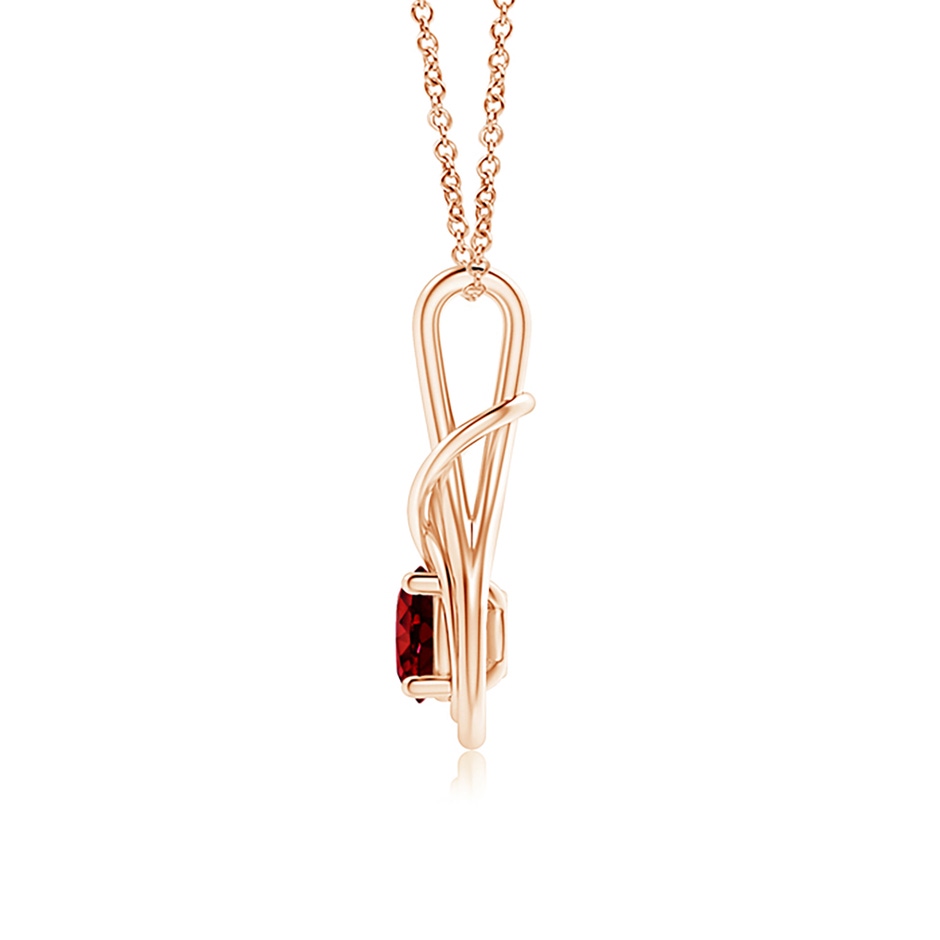 6mm AAAA Round Ruby Solitaire Infinity Knot Pendant in Rose Gold side 199