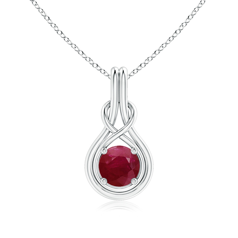 7mm A Round Ruby Solitaire Infinity Knot Pendant in P950 Platinum 