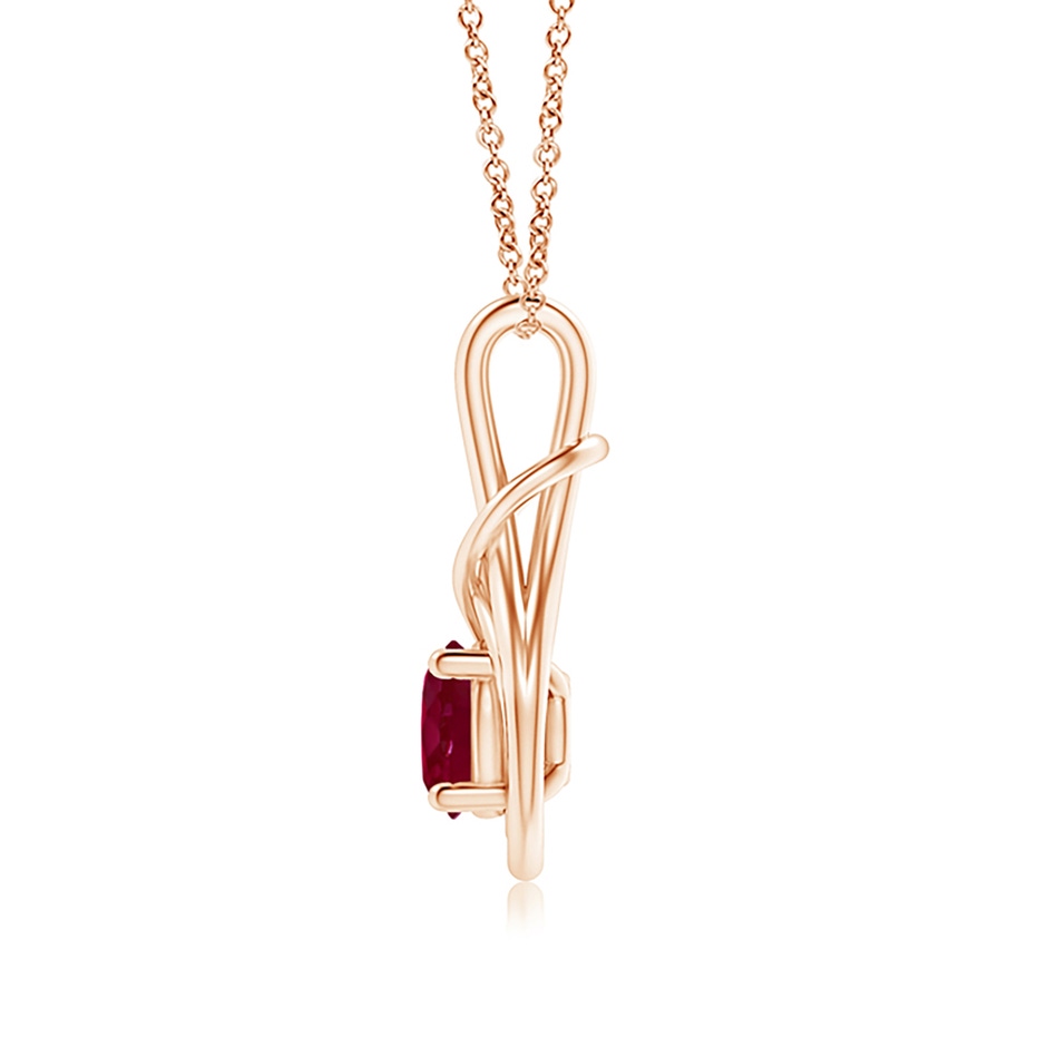 7mm A Round Ruby Solitaire Infinity Knot Pendant in Rose Gold side 199