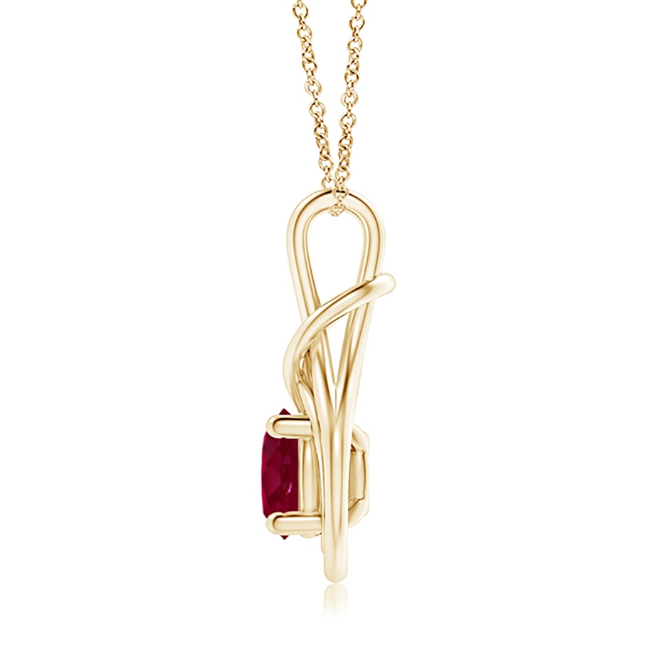 8mm A Round Ruby Solitaire Infinity Knot Pendant in Yellow Gold side 199
