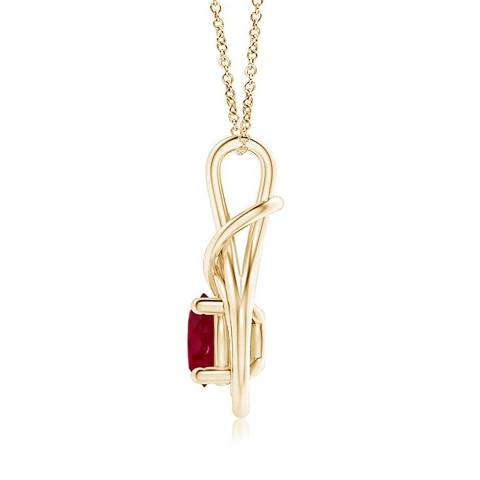 8mm AA Round Ruby Solitaire Infinity Knot Pendant in 18K Yellow Gold side 199