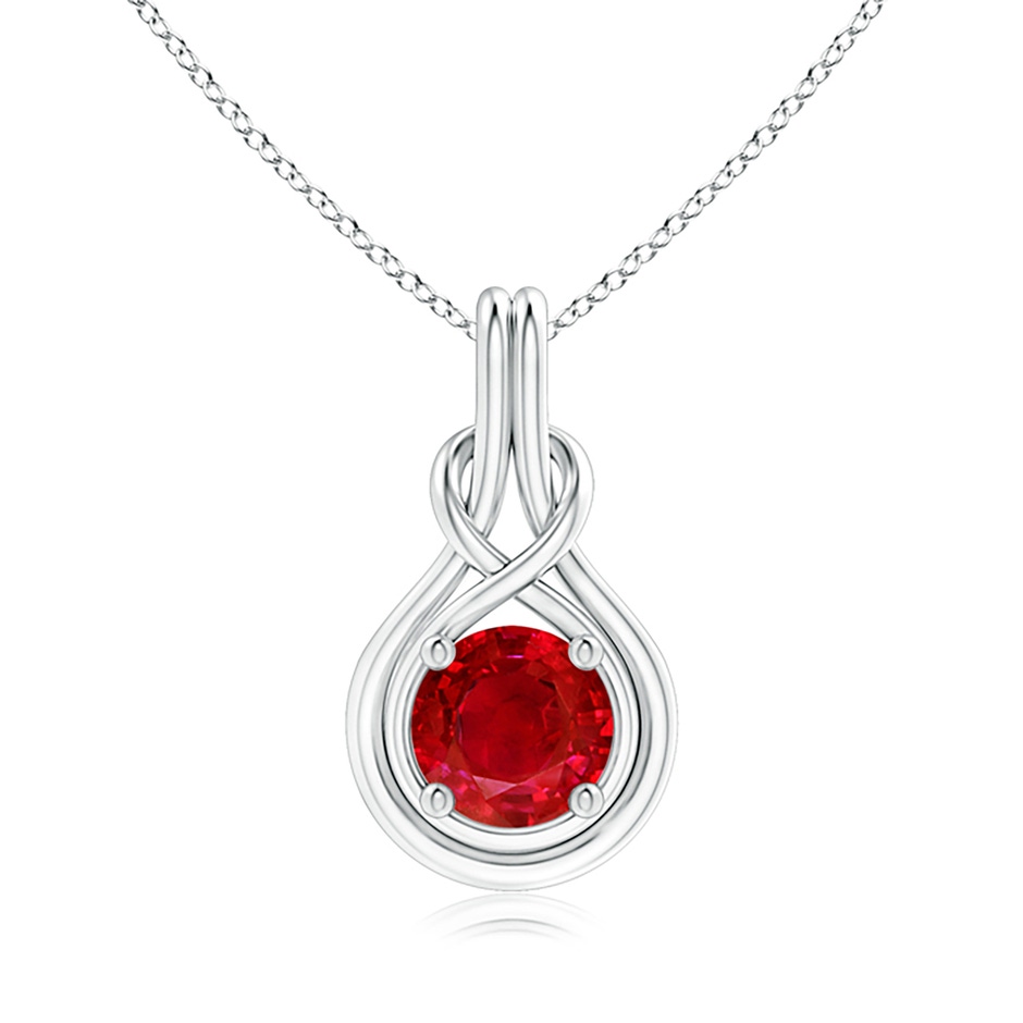 8mm AAA Round Ruby Solitaire Infinity Knot Pendant in P950 Platinum 