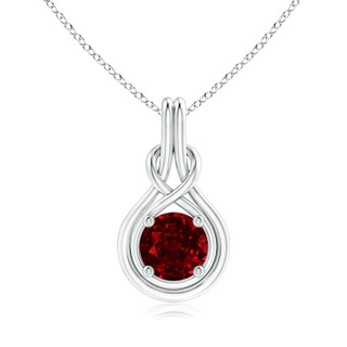 8mm AAAA Round Ruby Solitaire Infinity Knot Pendant in P950 Platinum