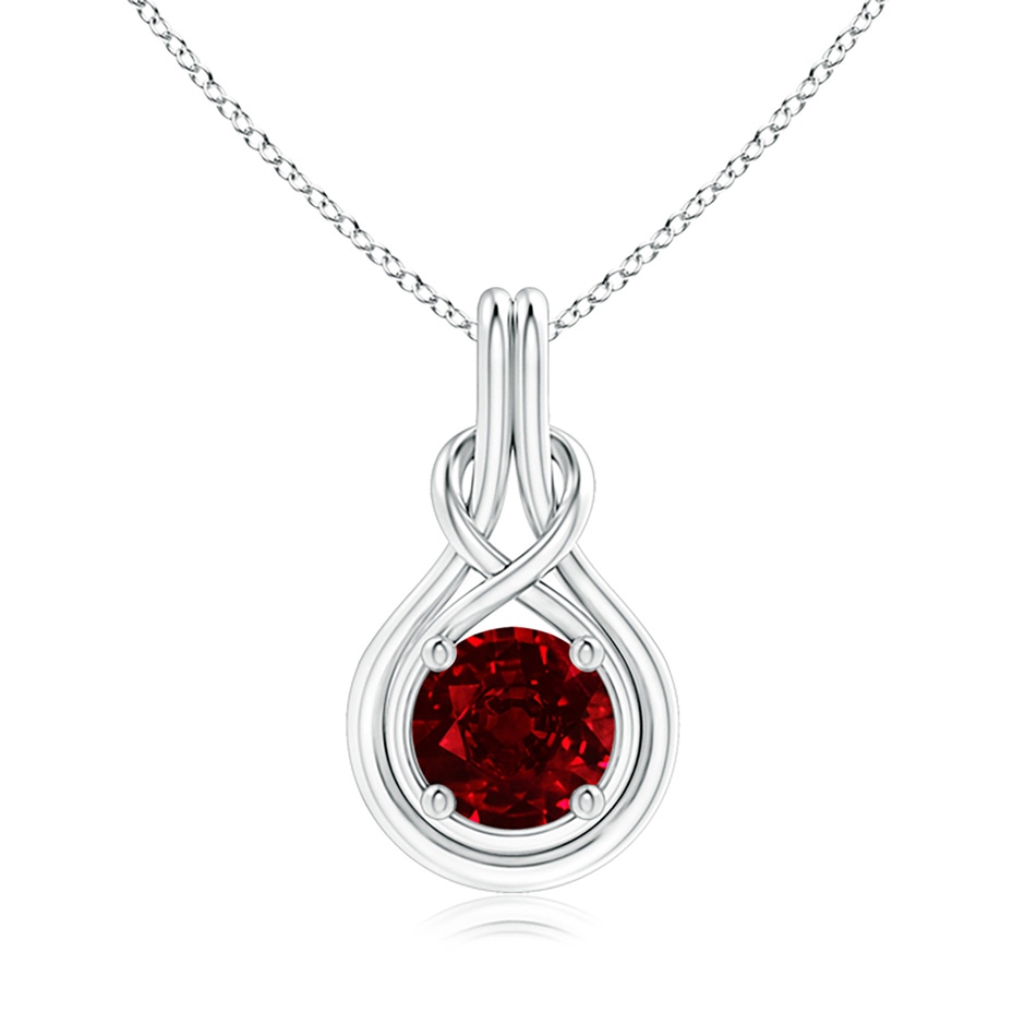 8mm AAAA Round Ruby Solitaire Infinity Knot Pendant in P950 Platinum 