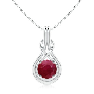 9mm A Round Ruby Solitaire Infinity Knot Pendant in P950 Platinum