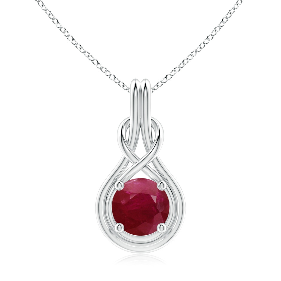 9mm A Round Ruby Solitaire Infinity Knot Pendant in P950 Platinum 