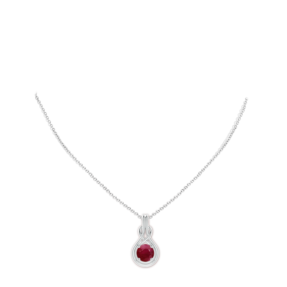 9mm A Round Ruby Solitaire Infinity Knot Pendant in P950 Platinum pen