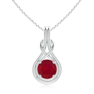 9mm AA Round Ruby Solitaire Infinity Knot Pendant in P950 Platinum