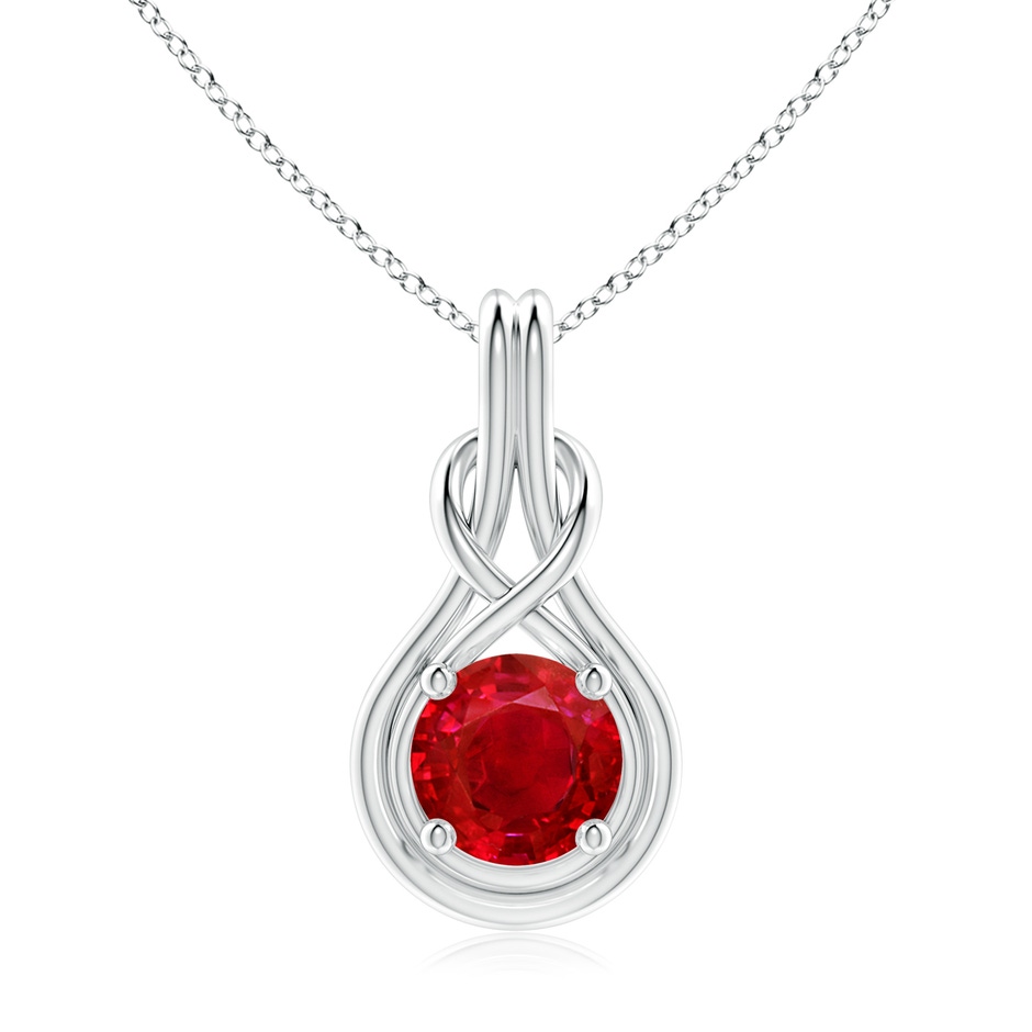 9mm AAA Round Ruby Solitaire Infinity Knot Pendant in P950 Platinum 