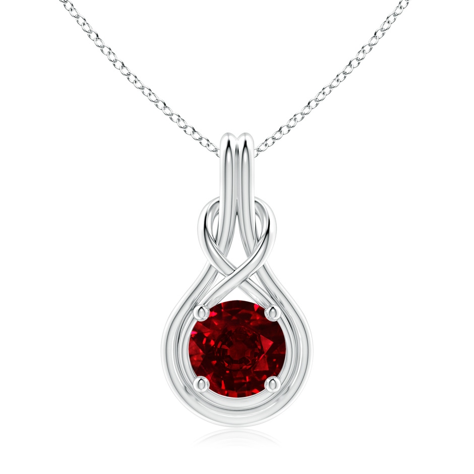 9mm AAAA Round Ruby Solitaire Infinity Knot Pendant in P950 Platinum 