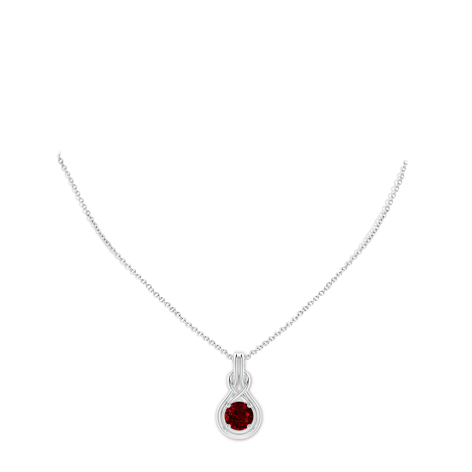 9mm AAAA Round Ruby Solitaire Infinity Knot Pendant in P950 Platinum pen