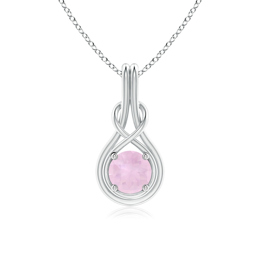 6mm AAA Round Rose Quartz Solitaire Infinity Knot Pendant in White Gold 