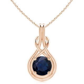 10mm A Round Sapphire Solitaire Infinity Knot Pendant in 10K Rose Gold