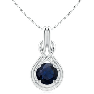 10mm A Round Sapphire Solitaire Infinity Knot Pendant in P950 Platinum
